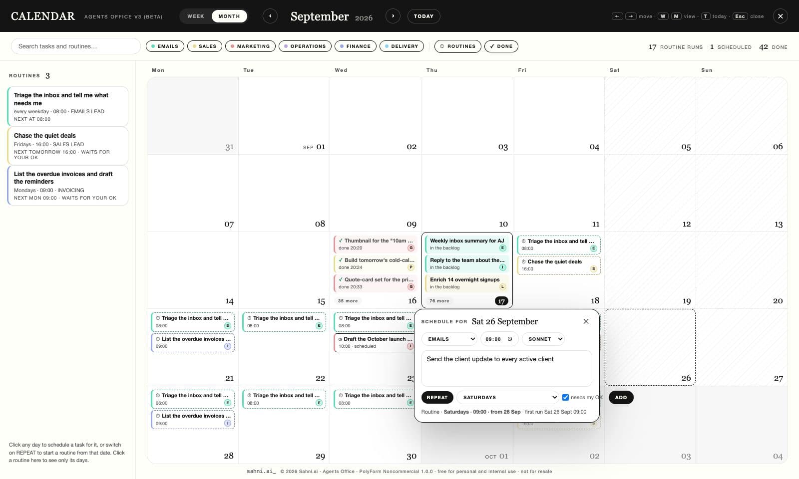 Automated Operations Calendar & Routines Engine