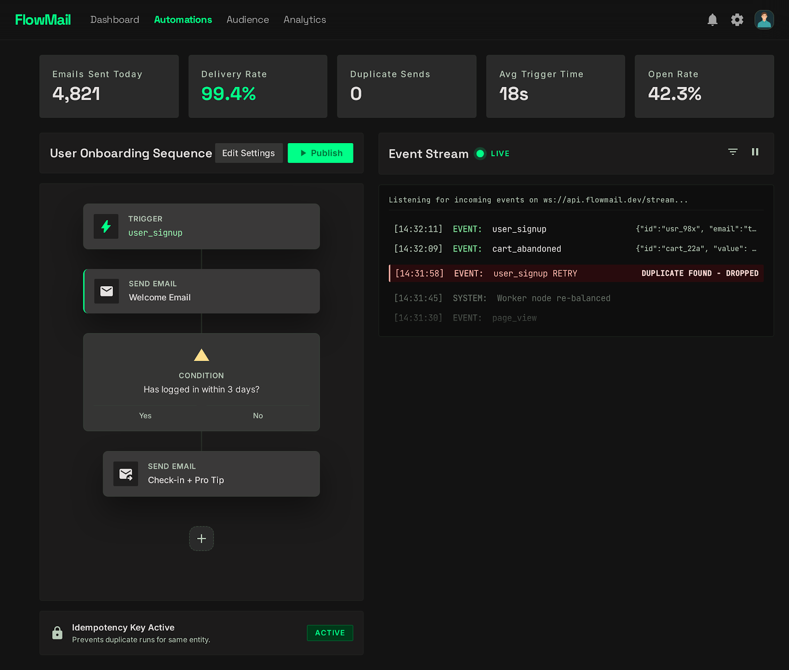 Sequence builder event stream