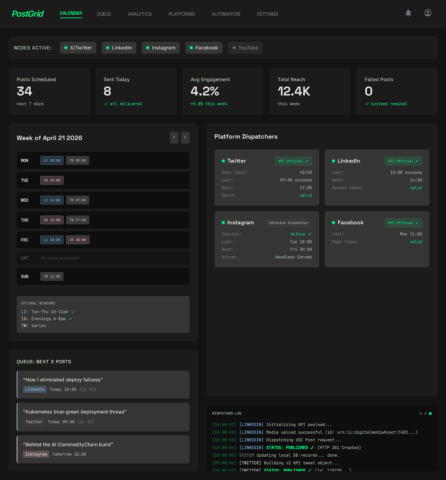 Content calendar scheduler